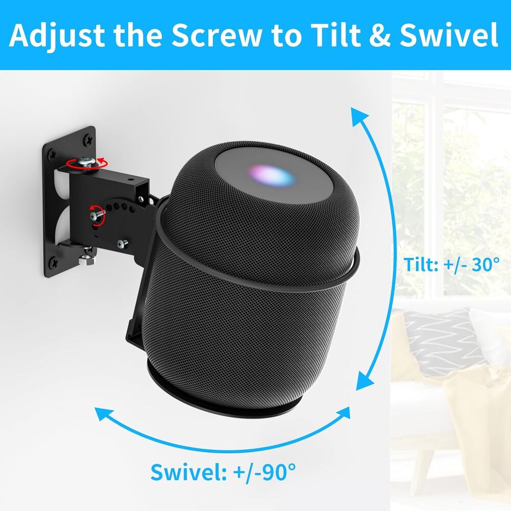 New Speaker Mount for Homepod 2 With Adjustable, Wall Mounting Bracket in Black